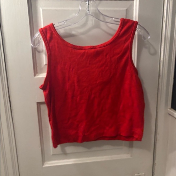 NOS Vintage 70s Maverick Women's Red Ribbed 'LOVE' Crop Tank Top Festival Boho - Picture 3 of 4